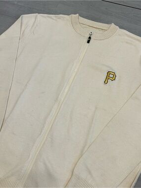 Pittsburgh Pirates Mr Rogers Cardigan Sweater XL Cream Full Zip MLB SGA 8/17/19